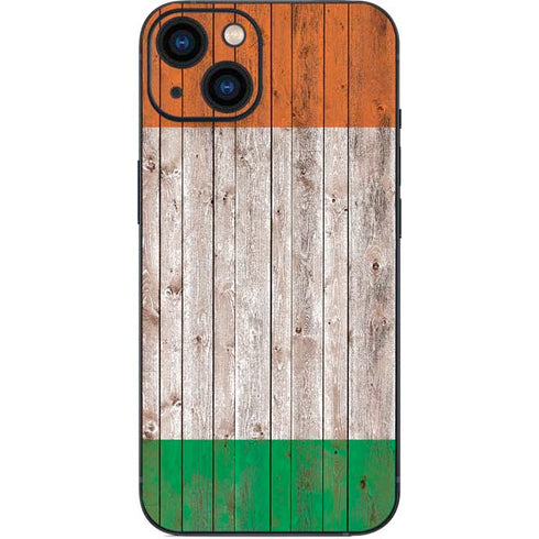 Ireland Flag Dark Wood iPhone 15 Plus Skin